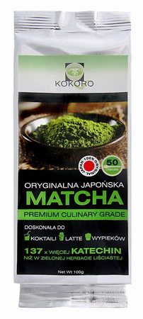 Matcha kulinarna, sproszkowana zielona herbata 100g Kokoro