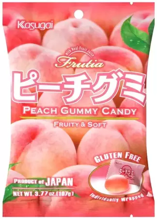 Żelki owocowe Frutia Peach Gummy - brzoskwinia 107g Kasugai