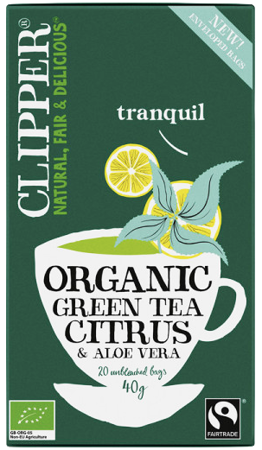 Zielona herbata z cytryną i aloesem organiczna BIO, 20 saszetek Clipper